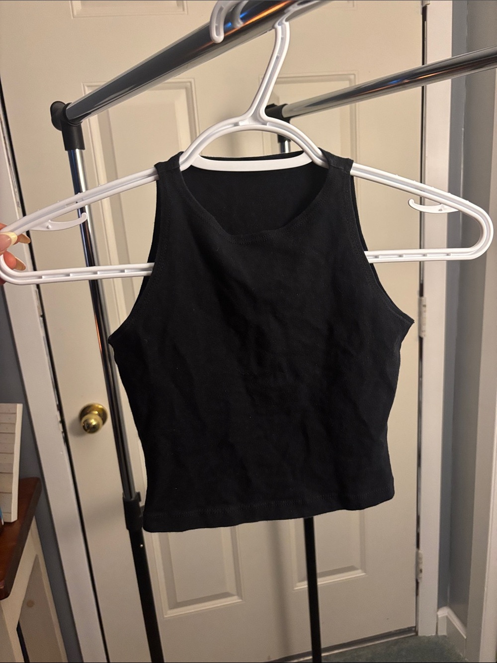 American Apparel Black High-Neck Cropped Tank